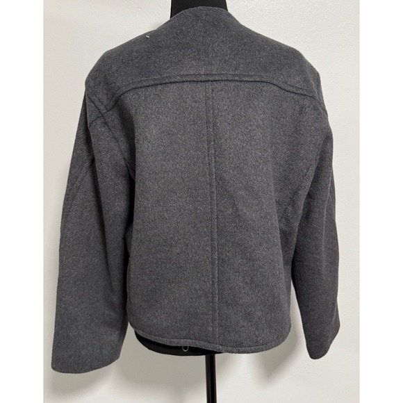 Abercrombie Fitch Women's Gray Herringbone Button Front Collarless Jacket Medium - Picture 4 of 6